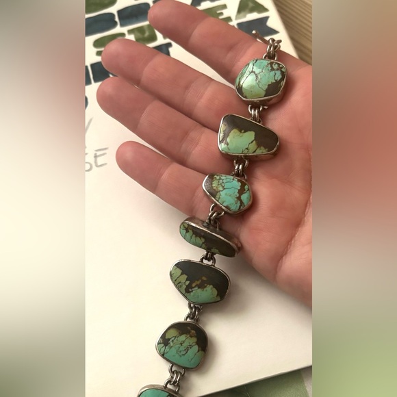 Vintage sterling silver and turquoise bracelet - Picture 2 of 6